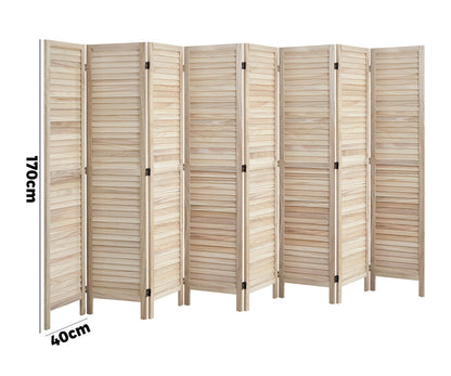 4 Panel Room Divider Timber Wooden Natural