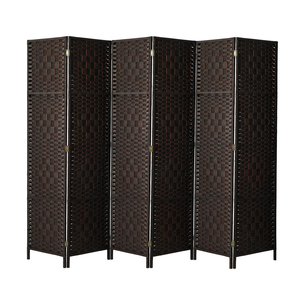 9 Panel Room Divider Privacy Screen Brown