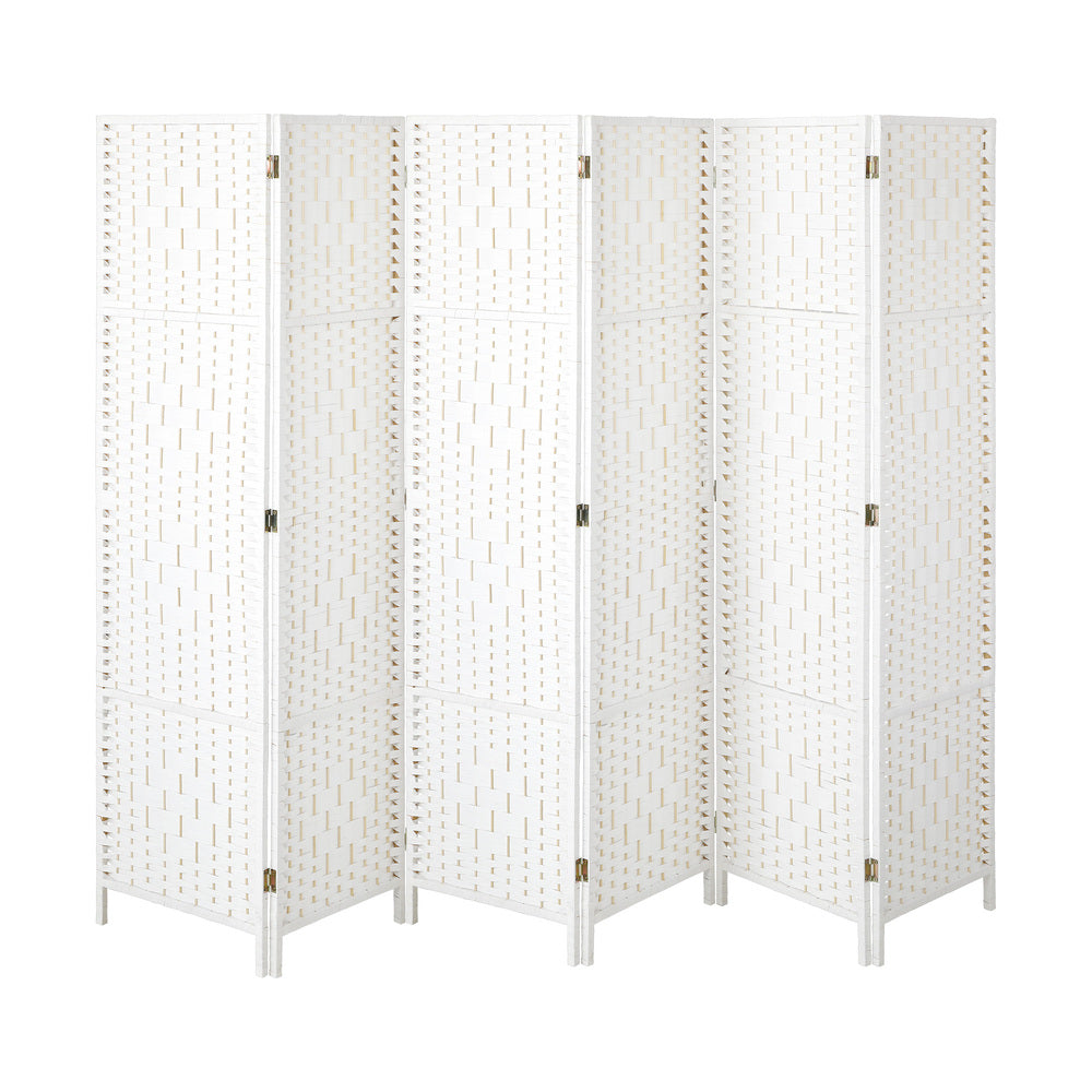 6 Panel Room Divider Privacy Screen White