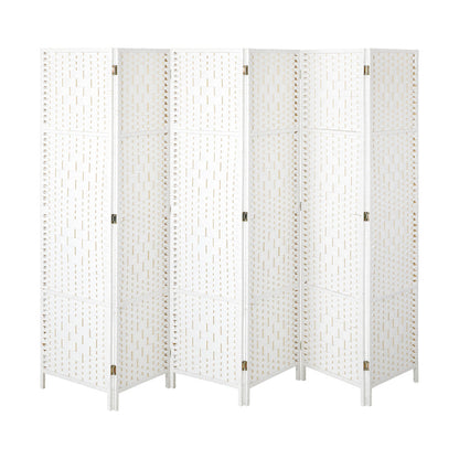 6 Panel Room Divider Privacy Screen White