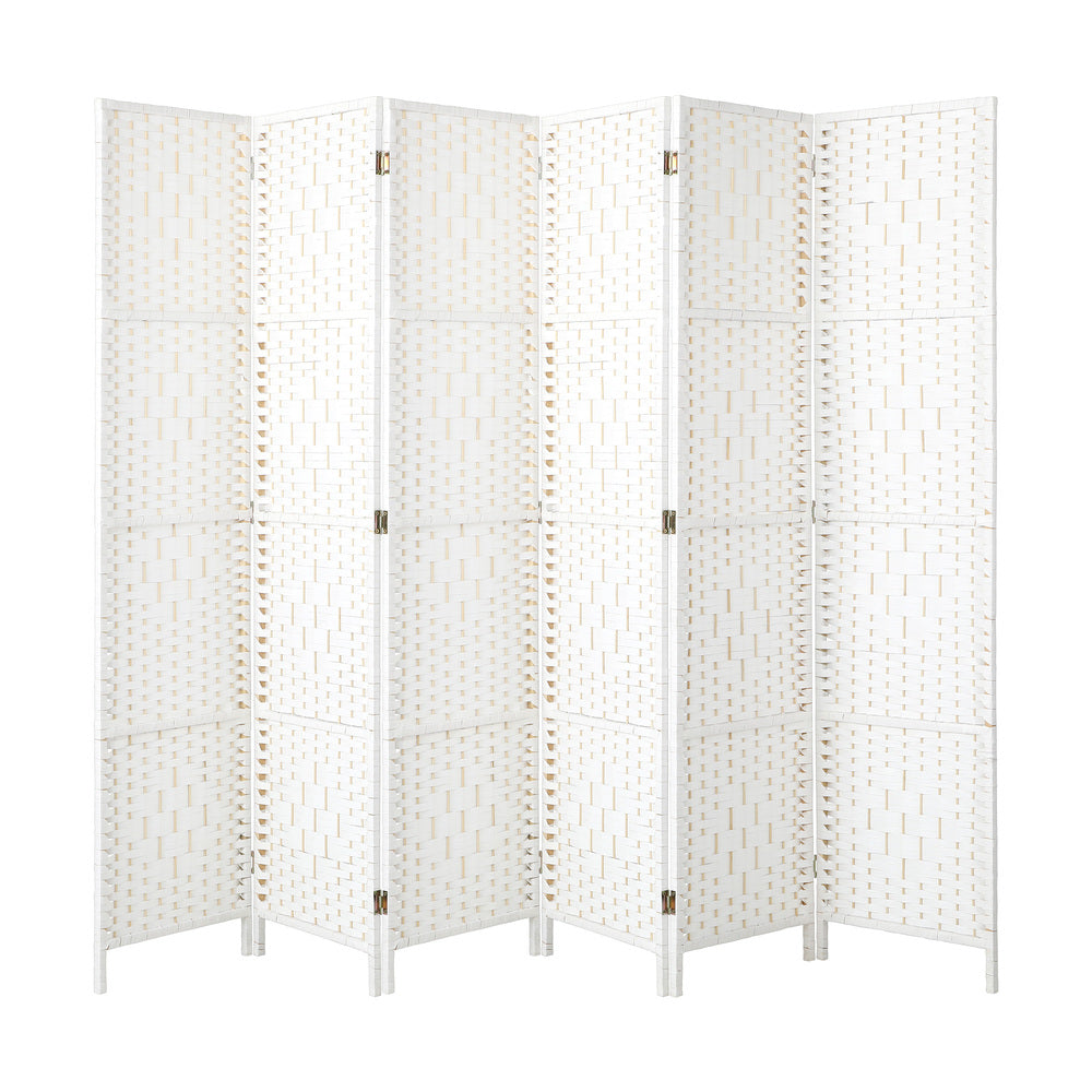 6 Panel Room Divider Privacy Screen White