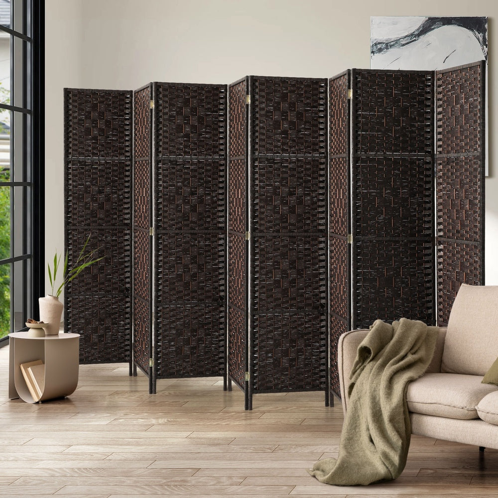 9 Panel Room Divider Privacy Screen Brown