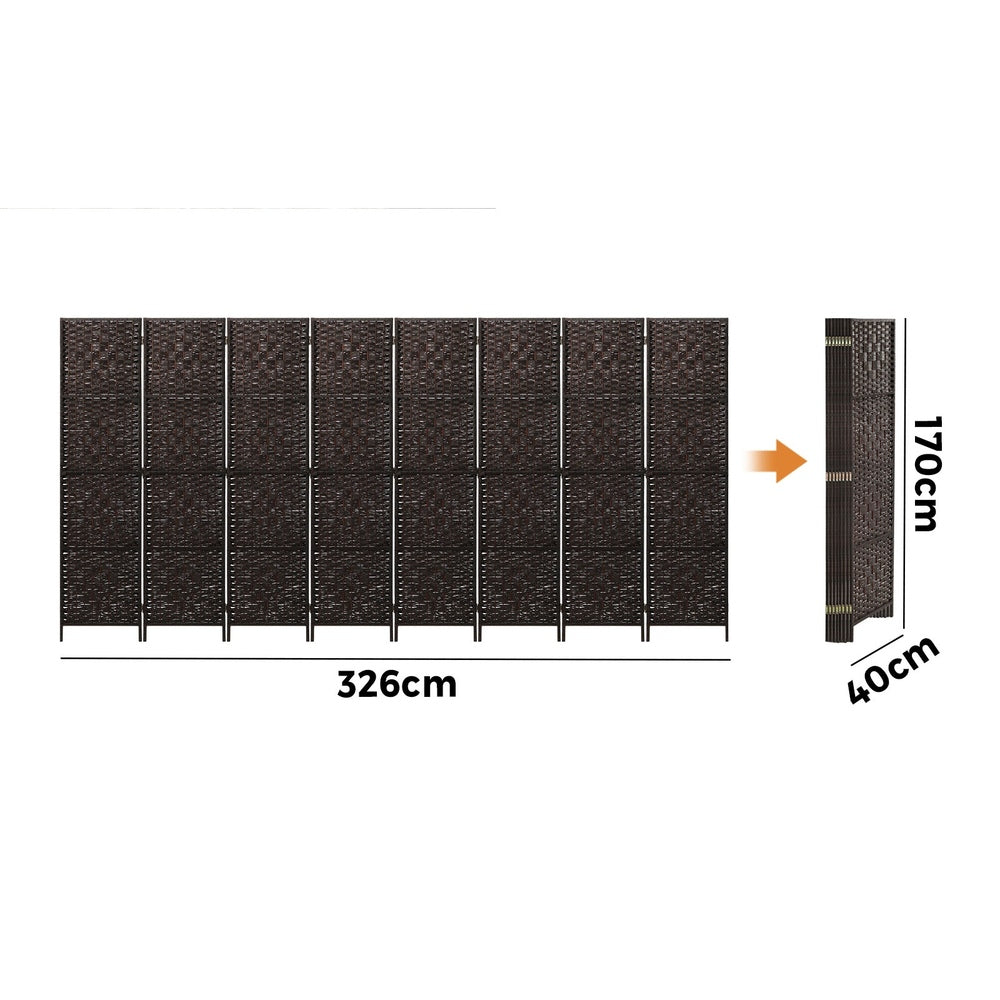 11 Panel Room Divider Privacy Screen Brown