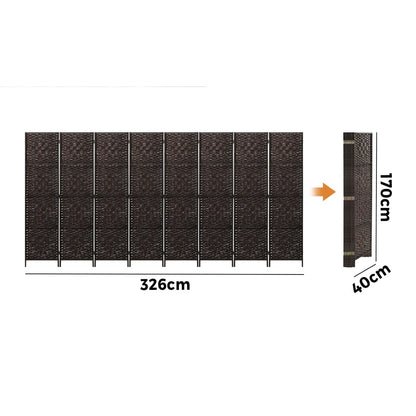 11 Panel Room Divider Privacy Screen Brown