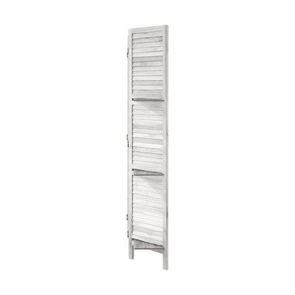 4 Panel Room Divider With Shelves Timber Wooden Natural