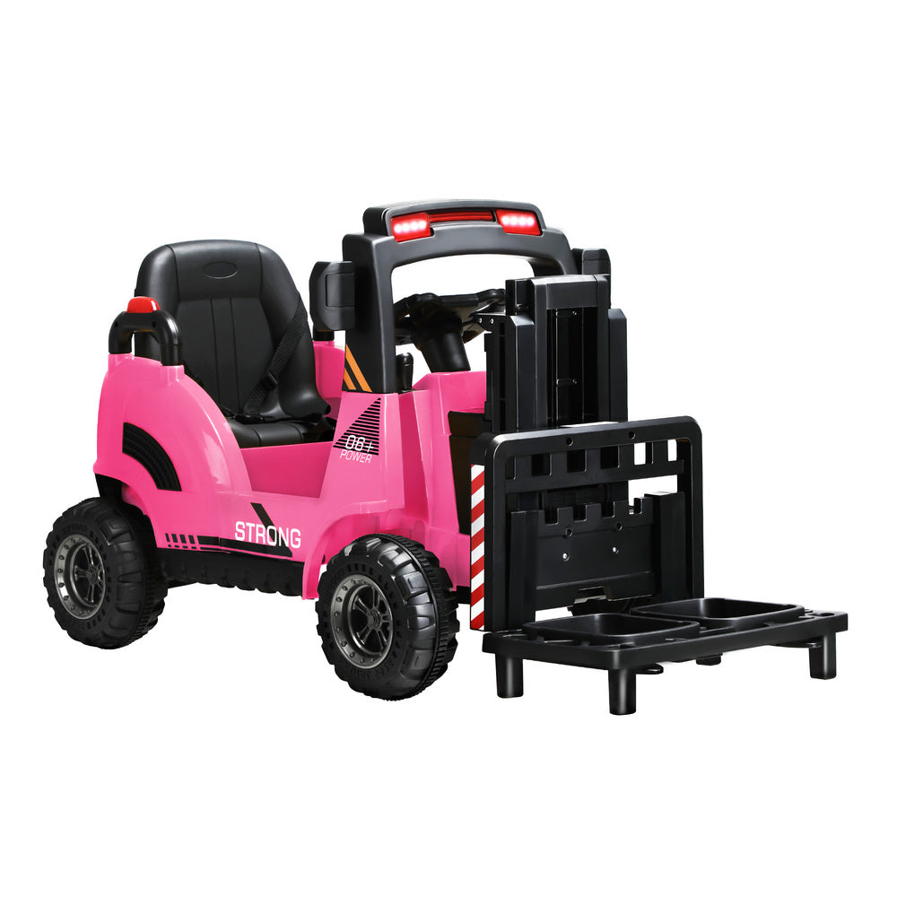 Ride-On Forklift Electric Car Toy for Toddlers Kids 12V Rechargeable Pink