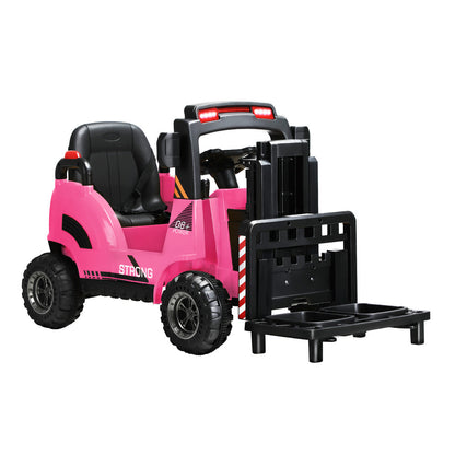 Ride-On Forklift Electric Car Toy for Toddlers Kids 12V Rechargeable Pink