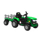 XL Kids Ride On Tractor 12V with Trailer Remote Green