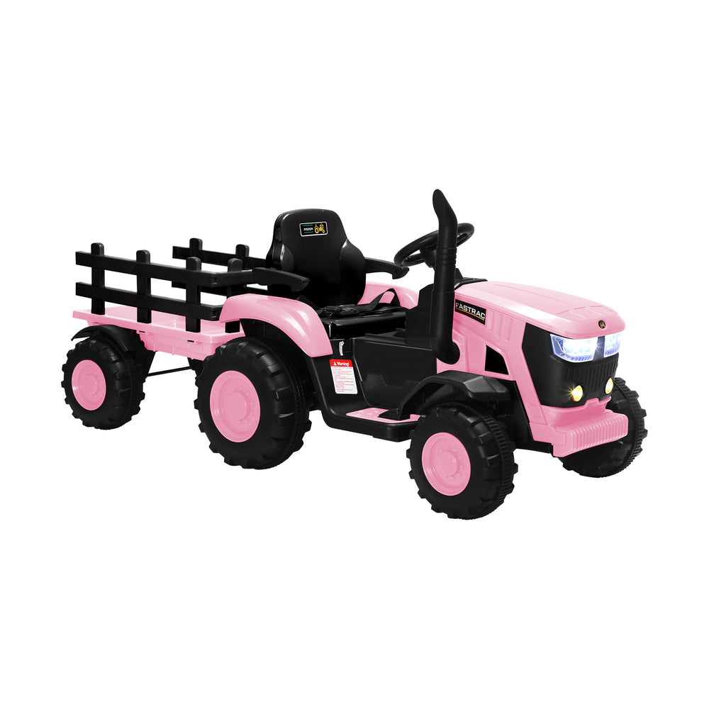 XL Kids Ride On Tractor 12V with Trailer Remote Green