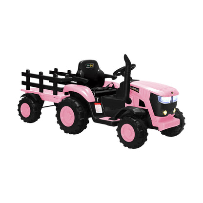 XL Kids Ride On Tractor 12V with Trailer Remote Green