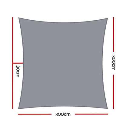 Shade Sail 3X3M Square 280Gsm 98% Grey Shade Cloth