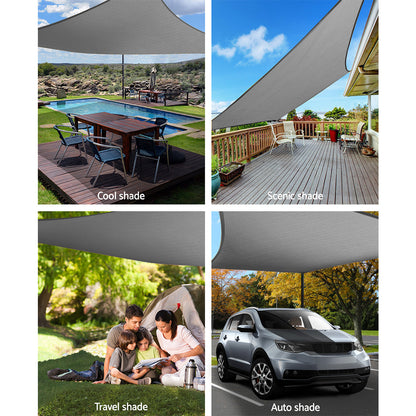 Shade Sail 3X3M Square 280Gsm 98% Grey Shade Cloth