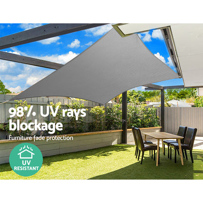 Shade Sail 3X3M Square 280Gsm 98% Grey Shade Cloth