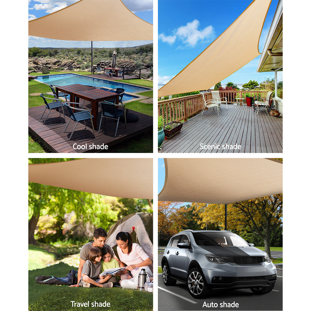 Waterproof Shade Sail 2X4M Rectangle Sand 95% Shade Cloth