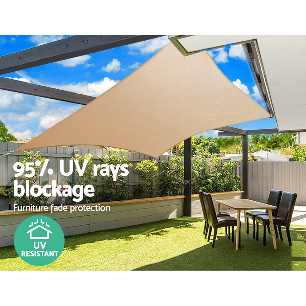 Waterproof Shade Sail 2X4M Rectangle Sand 95% Shade Cloth
