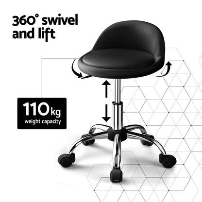 Salon Stool Swivel Chair Backrest Chairs Black/Brown