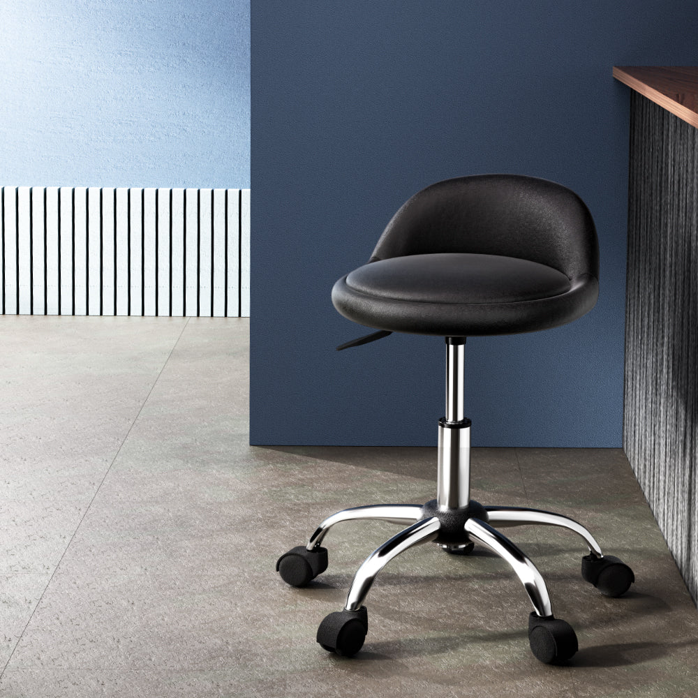 Salon Stool Swivel Chair Backrest Chairs Black/Brown