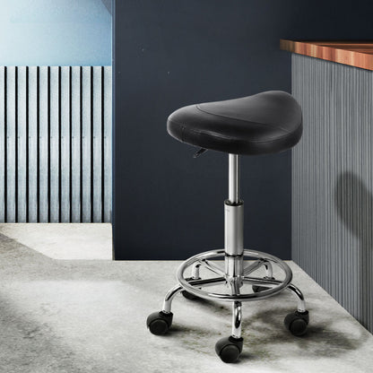 Salon Stool Saddle Swivel Chair Black