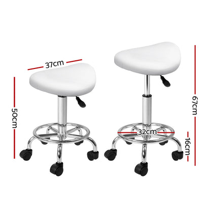 Salon Stool Saddle Swivel Chair White