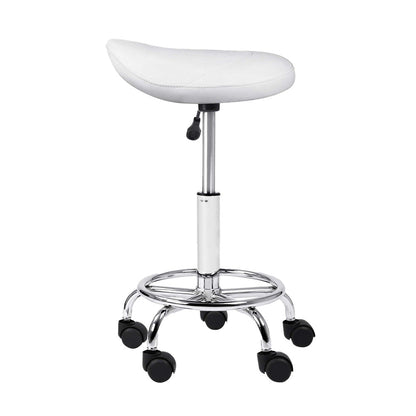 Salon Stool Saddle Swivel Chair White