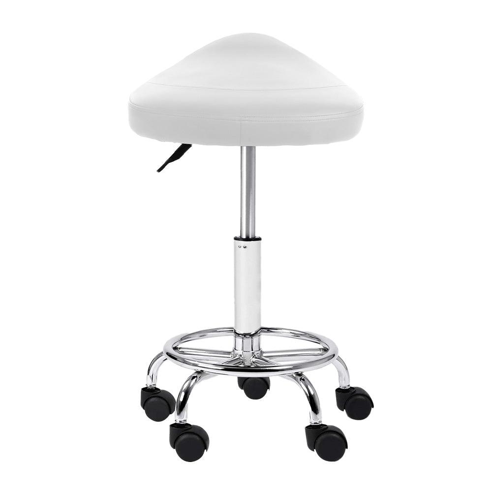 Salon Stool Saddle Swivel Chair White