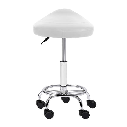 Salon Stool Saddle Swivel Chair White
