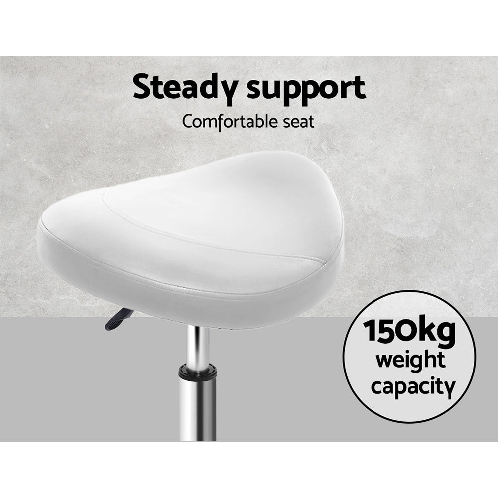 Salon Stool Saddle Swivel Chair White