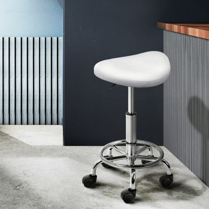 Salon Stool Saddle Swivel Chair White