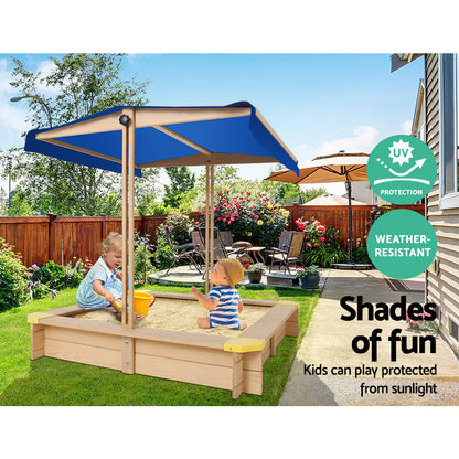 Kids Wooden Sandbox With Canopy & Bench