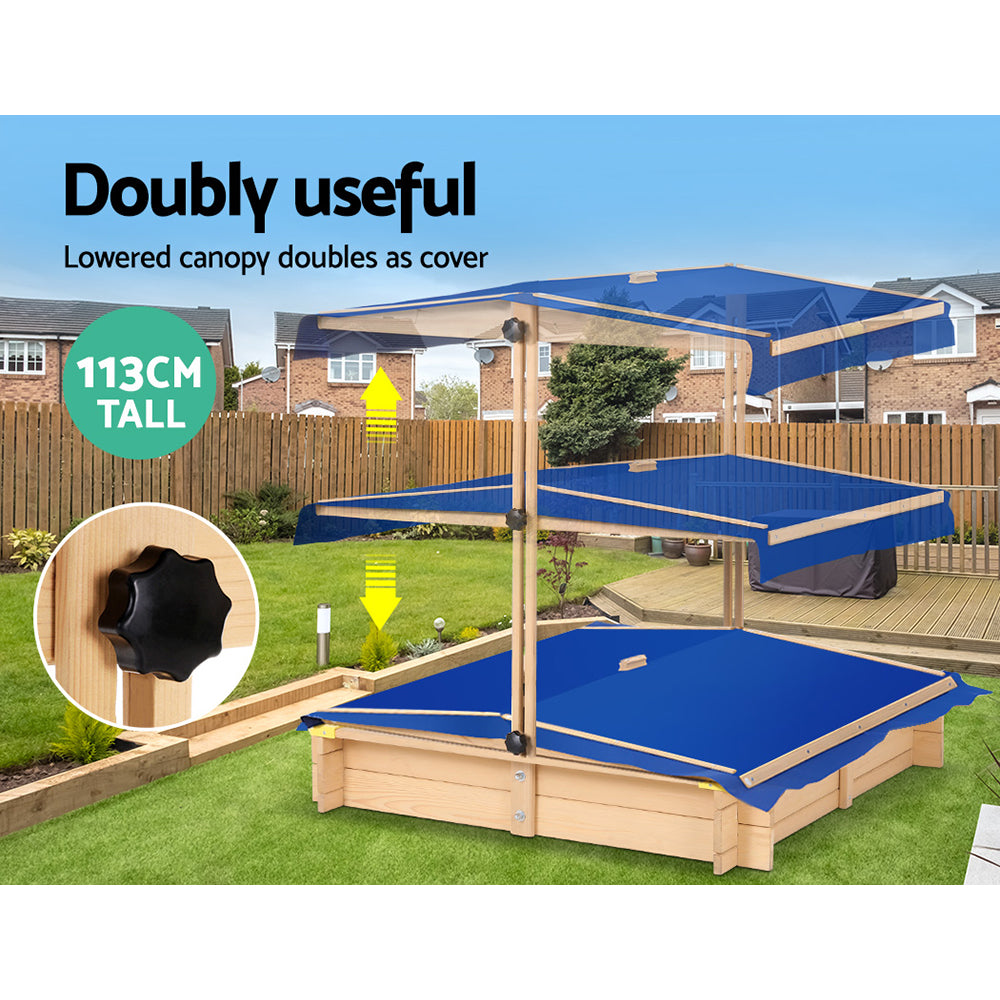 Kids Wooden Sandbox With Canopy & Bench