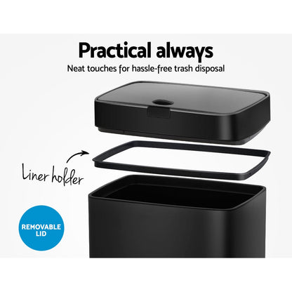 45L Motion Sensor Bin Rubbish Automatic Black