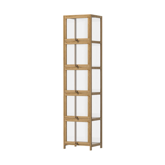 Display Cabinet Slim 5-Tier Shelves Clear Oak