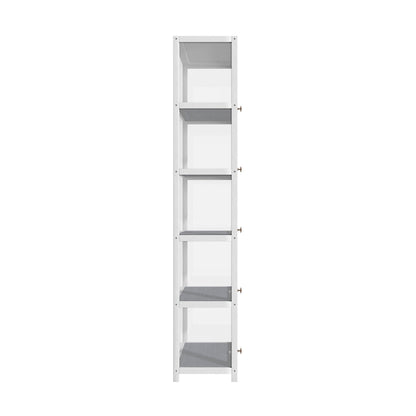 Display Cabinet Slim 5-Tier Shelves Clear Oak