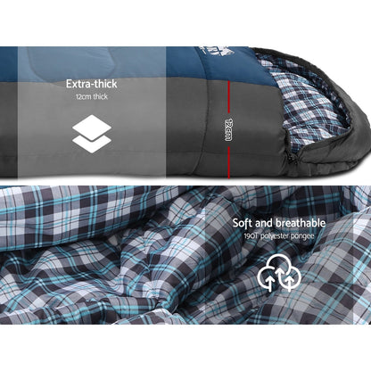 Sleeping Bag Single Thermal Camping Hiking Tent Blue -20°C