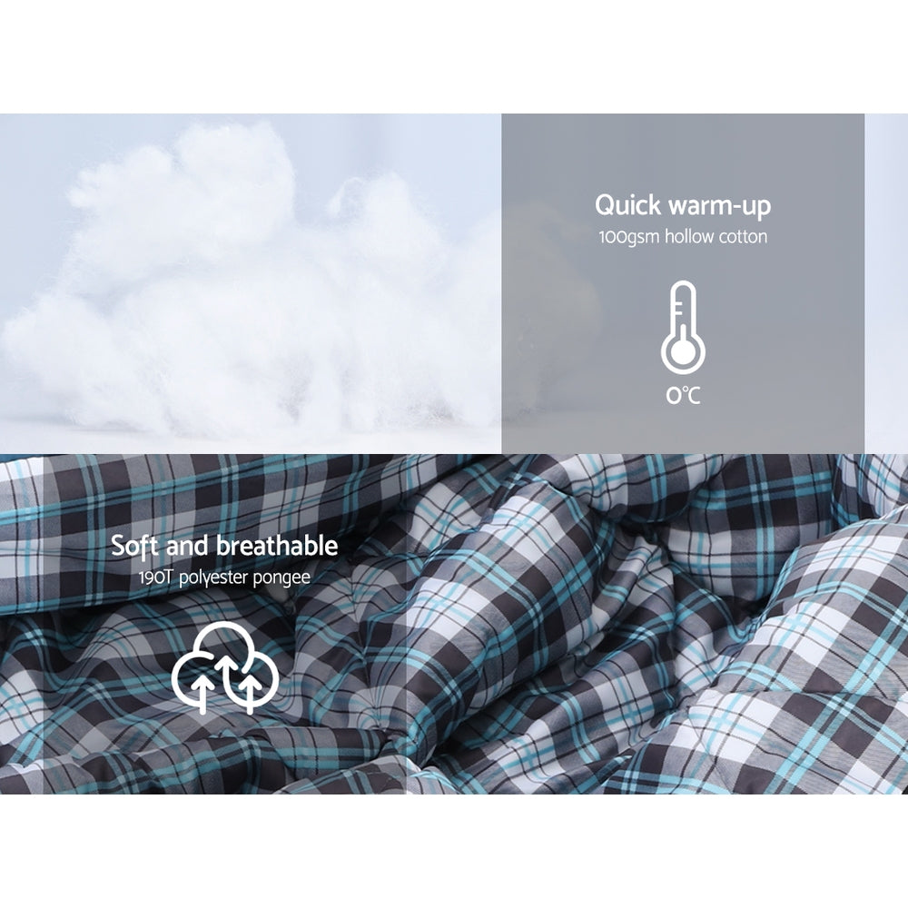 Sleeping Bag Single Thermal Camping Hiking Tent Grey 0&Deg;C