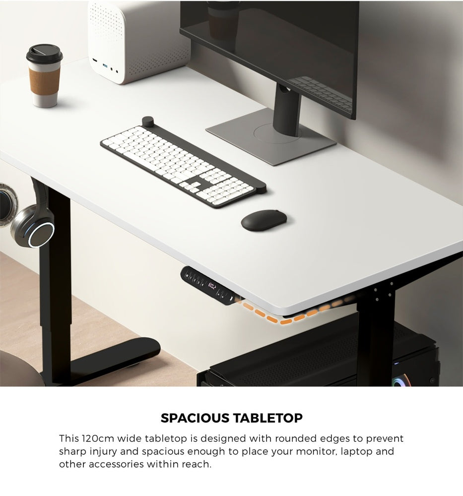 120CM Electric Standing Desk Single Motor Black&White