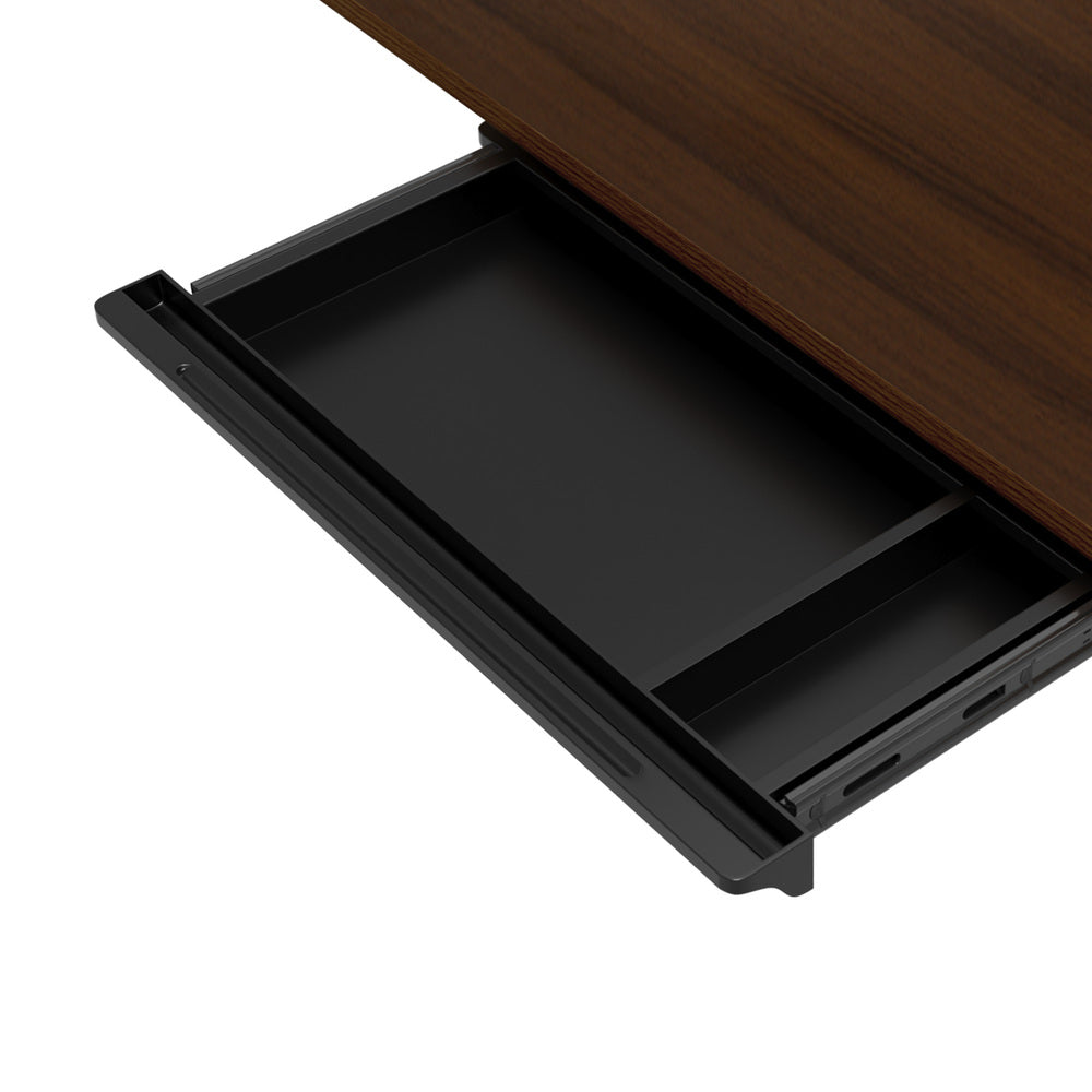 140cm Electric Standing Desk with Drawer Adjustable White & Black Walnut