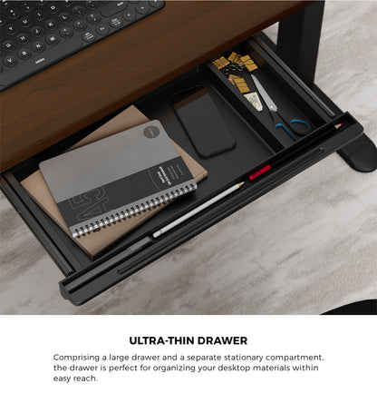 140cm Electric Standing Desk with Drawer Adjustable White & Black Walnut