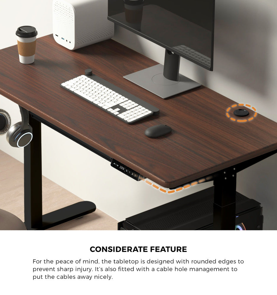 140cm Electric Standing Desk with Drawer Adjustable White & Black Walnut