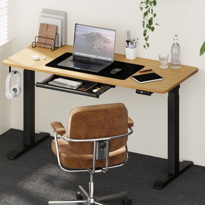 150cm Electric Standing Desk with Drawer Adjustable Black & White Oak