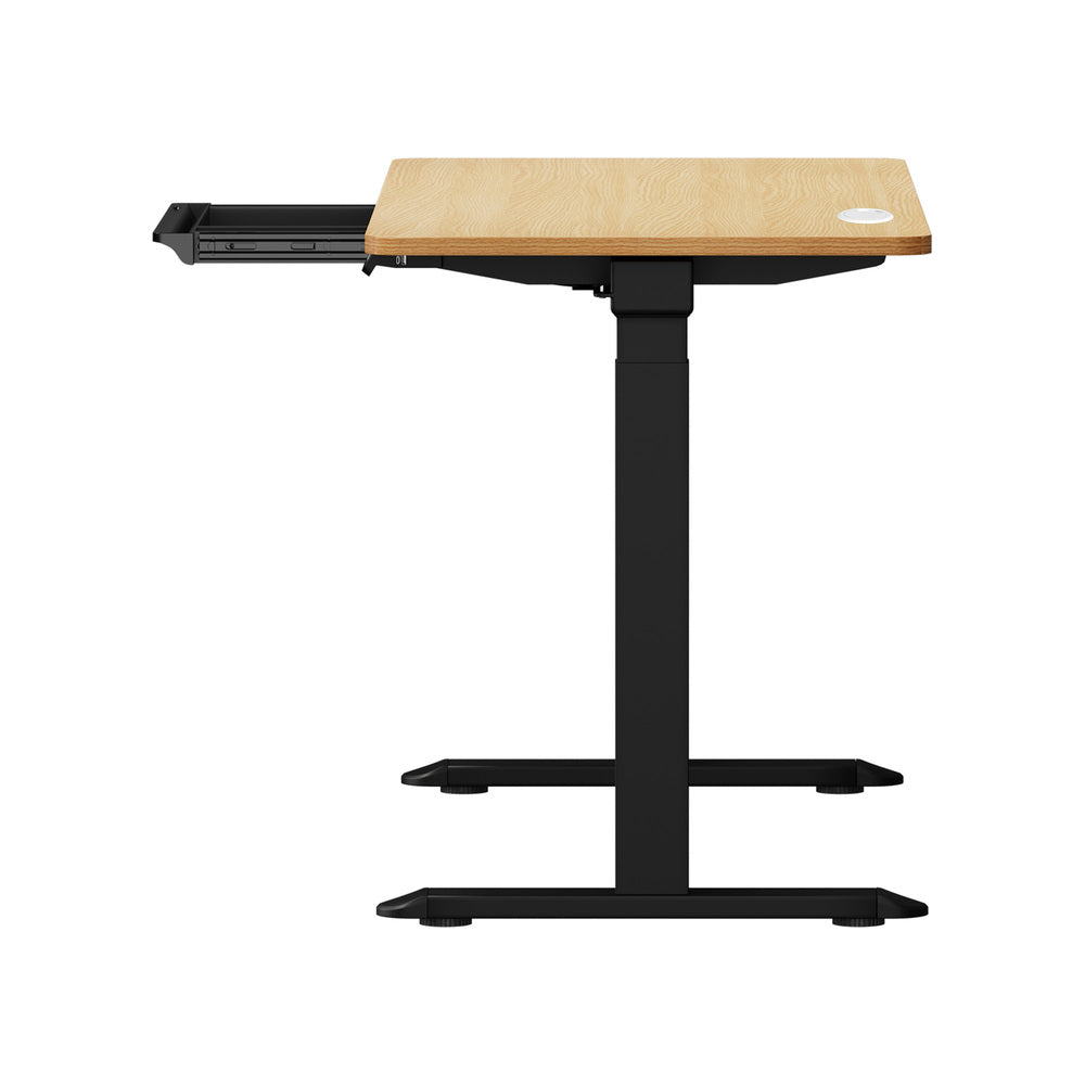 150cm Electric Standing Desk with Drawer Adjustable Black & White Oak