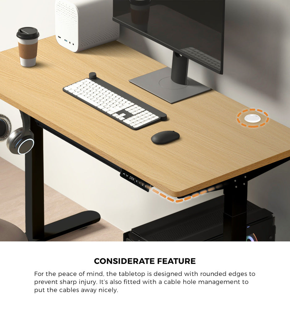 150cm Electric Standing Desk with Drawer Adjustable Black & White Oak