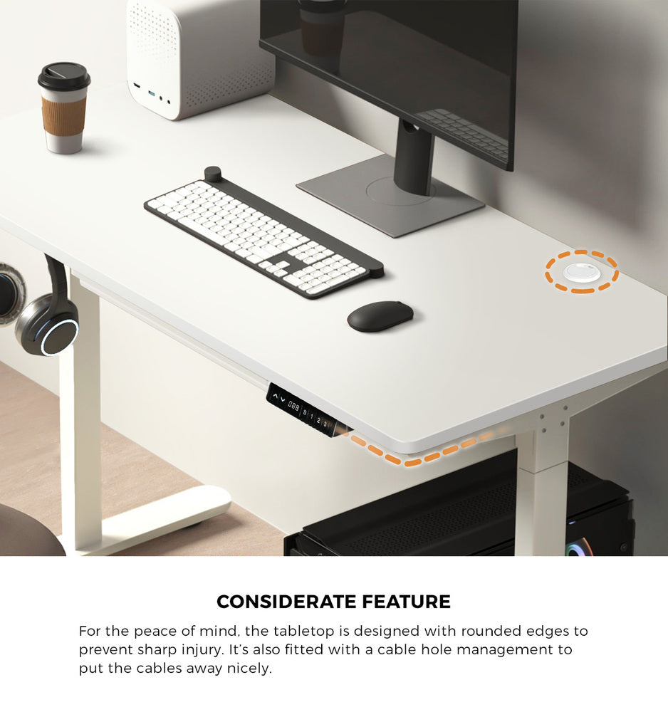 140cm Electric Standing Desk with Drawer Adjustable White & Black Walnut
