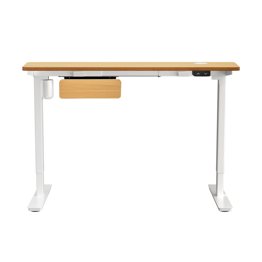 150cm Electric Standing Desk with Drawer Adjustable Oak White Single & Dual Motar
