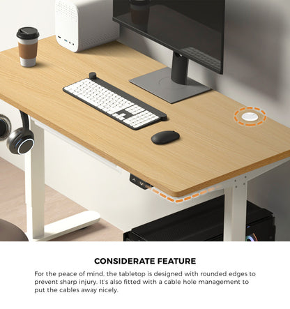 160cm Electric Standing Desk with Drawer Adjustable White Oak