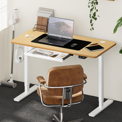 160cm Electric Standing Desk with Drawer Adjustable White Oak