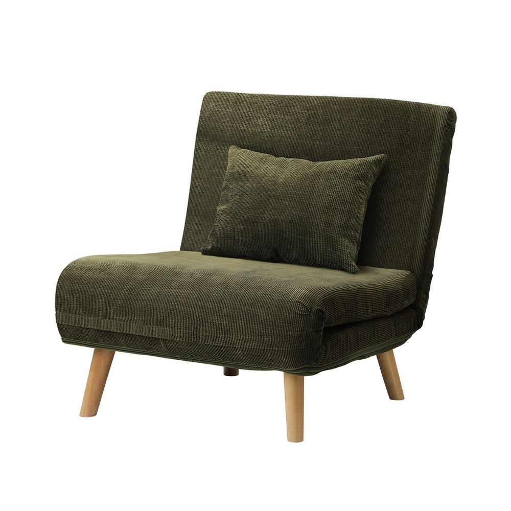 Lounge Sofa Bed Polyester Single Seat Green