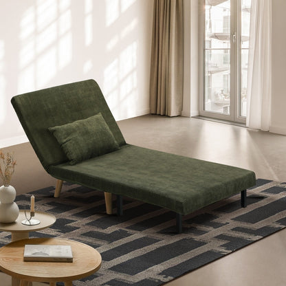 Lounge Sofa Bed Polyester Single Seat Green