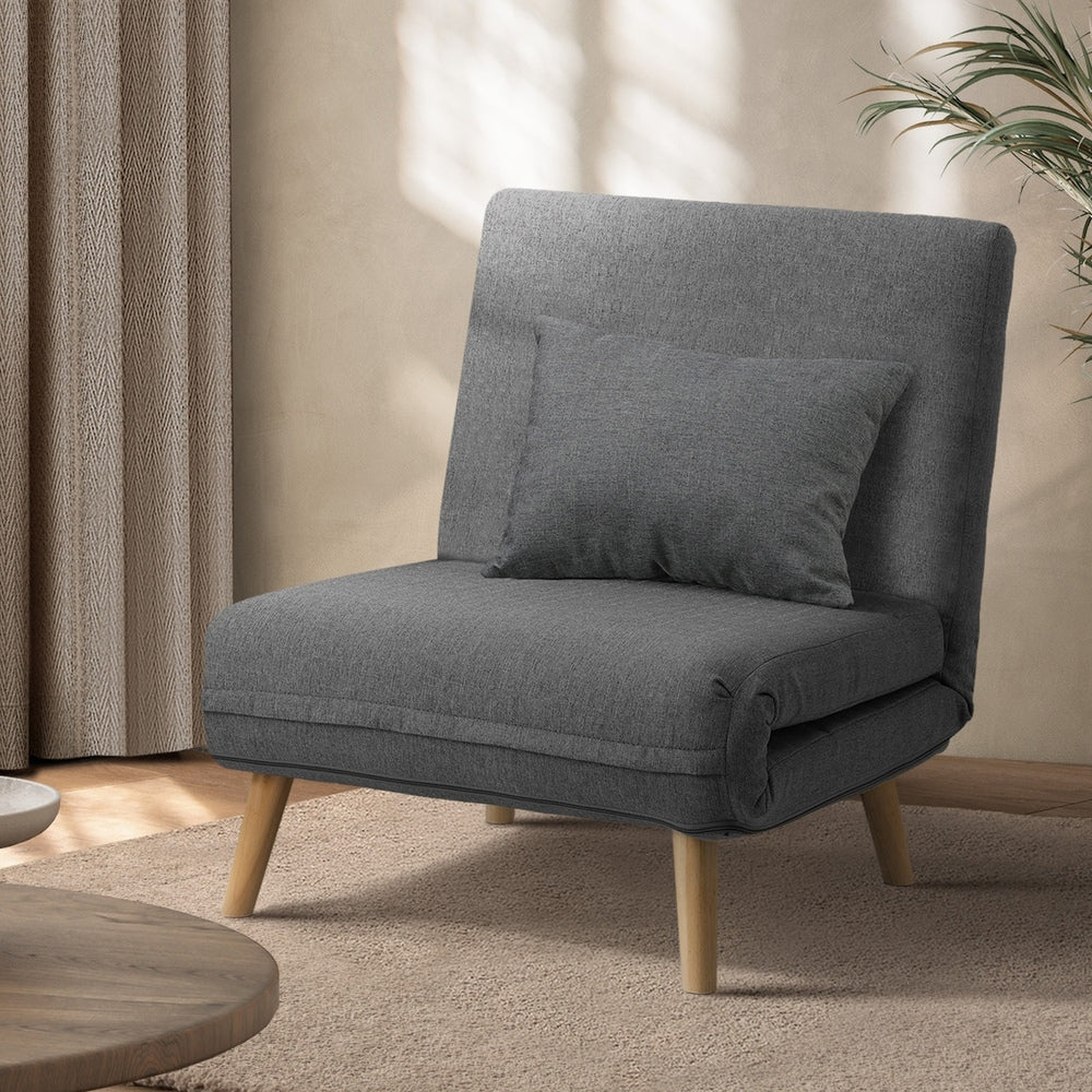 Lounge Sofa Bed Polyester Single Seat Green
