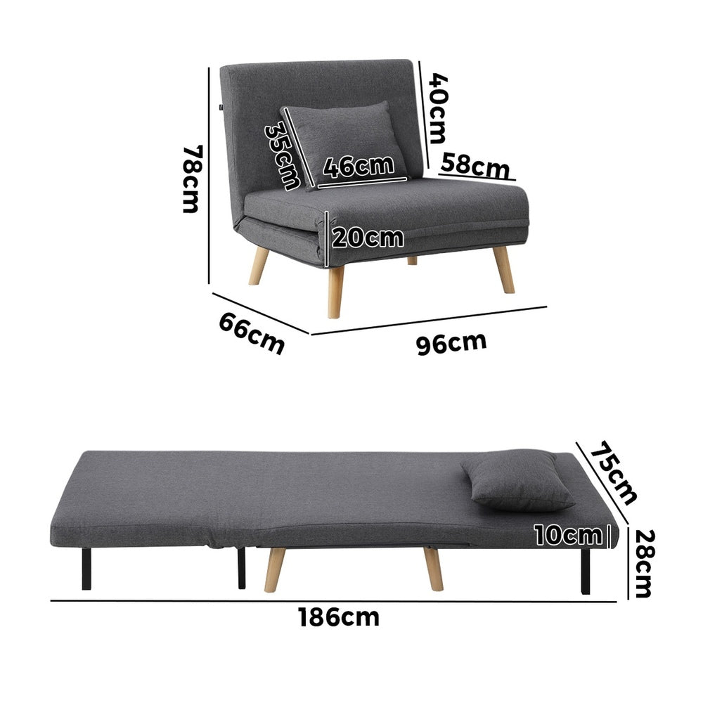 Lounge Sofa Bed Polyester Single Seat Green